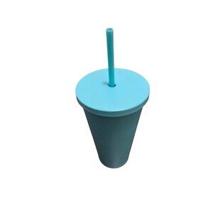 Starbucks 16 Oz Light Blue Cold Cup Tumbler‎ With Lid & Straw
